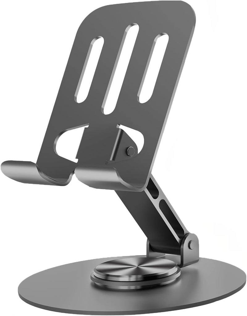 Lusosh Universal Metal Cell Phone Stand, Multi-Angel Adjustable 360° Rotation Non-Slip Metal Phone Stand Compatible with iPhone 17 16 Pro Max and All Smartphones (Grey) - Image 1